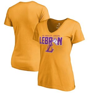LeBron James Los Angeles Lakers Women’s Hometown Collection GOAT V-Neck T-Shirt – Gold