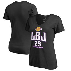 LeBron James Los Angeles Lakers Fanatics Branded Women’s Hometown Collection LBJ V-Neck T-Shirt – Black