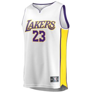 LeBron James Los Angeles Lakers Youth 2017/18 Fast Break Replica Jersey White – Association Edition