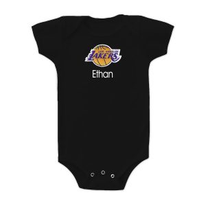 Los Angeles Lakers Infant Personalized Bodysuit – Black