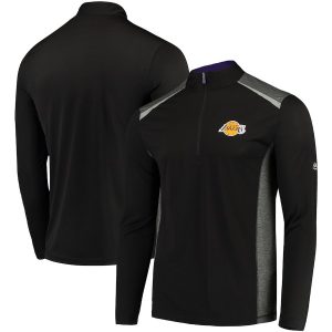 Los Angeles Lakers Majestic Loose Ball Half-Zip Pullover Jacket – Black