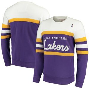 Los Angeles Lakers Mitchell & Ness Coaches Crew Neck Pullover Sweatshirt – Purple