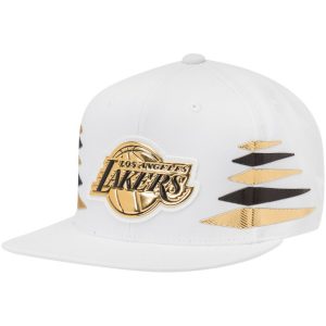 Los Angeles Lakers Mitchell & Ness Solid Gold Diamond Snapback Adjustable Hat – White
