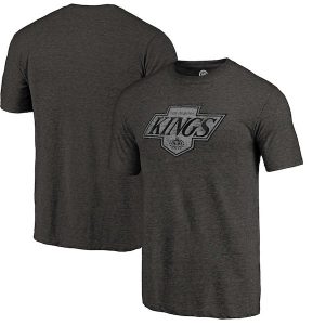 Men’s Los Angeles Kings Black Distressed Throwback Primary Logo Tri-Blend T-Shirt