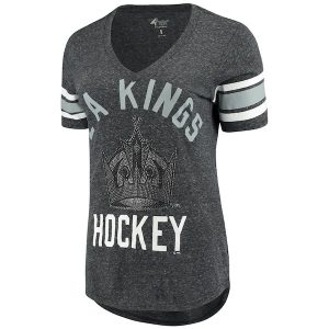 Women’s Los Angeles Kings G-III 4Her by Carl Banks Black/Silver Big Game V-Neck Tri-Blend T-Shirt