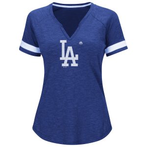 Women’s Los Angeles Dodgers Majestic Royal Game Stopper Raglan T-Shirt